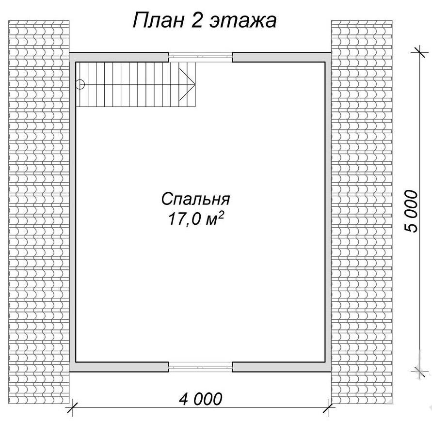 Каркасная баня. Проект К-13 - планировка второго этажа